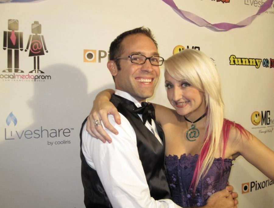 Couple on the Social Media Prom red carpet, 2010